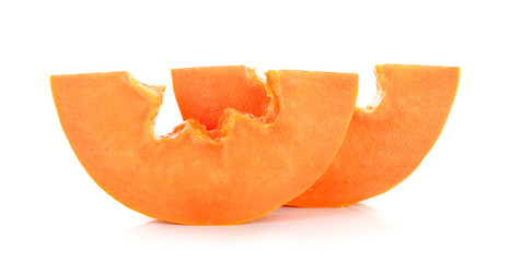 Slice ripe papaya isolated on the white background