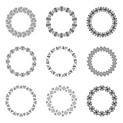 Collection of round elements for design in ethnic style