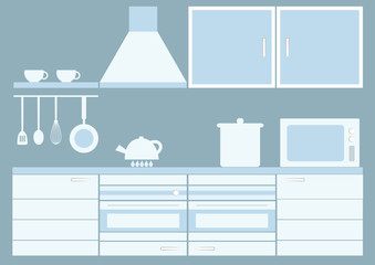 Graphic kitchen interior. vector illustration