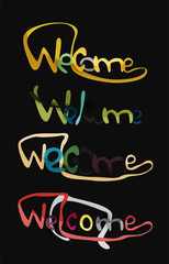 Welcome word, drawn lettering typographic element