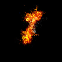 Number one fire on a black background