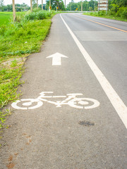 Obraz premium Bicycle lane painted on surface in Thailand