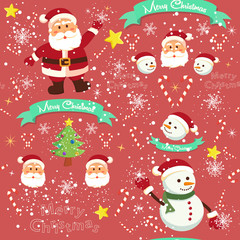 Seamless pattern illustration of christmas theme in red background.