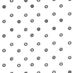 Seamless pattern of abstract black small circles of thin black l