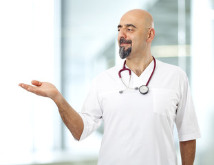 Doctor presenting a product