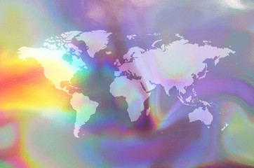 An illustration of a holographic earth map.