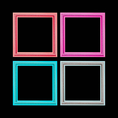 Frame carved multicolored isolated on a black background.