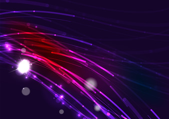 Abstract wave color glowing lines in dark space with stars and