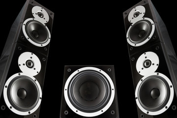 Pair of music speakers and subwoofer