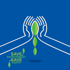 leaf safe in hand save environment concept 
