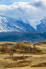 Fototapeta na wymiar Altai mountains in Kurai area with North Chuisky Ridge on backgr