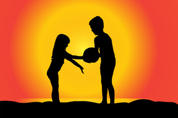 Vector silhouette of children.