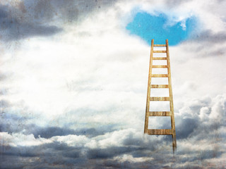 Stairay to heaven, ladder to happiness concept.
