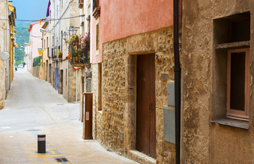Fototapeta na wymiar picturesque street in catalan town. Besalu