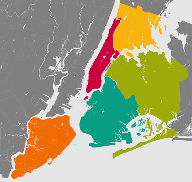 Boroughs of New York City - outline map.