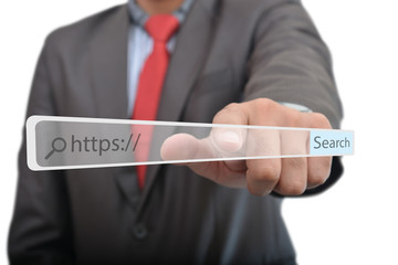 Men searching internet