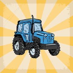 vintage background with traktor © Perysty