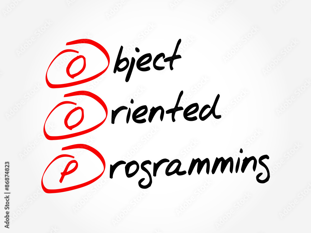 Poster oop - object oriented programming, acronym business concept