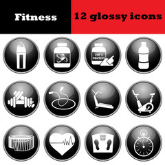 Set of fitness glossy icons