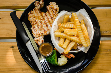 Selective focus of pork-chop
