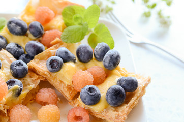 blueberry and raspberry tart