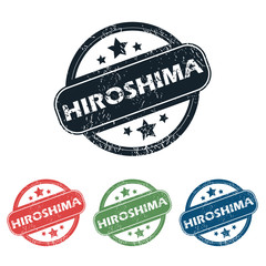 Obraz premium Round Hiroshima city stamp set