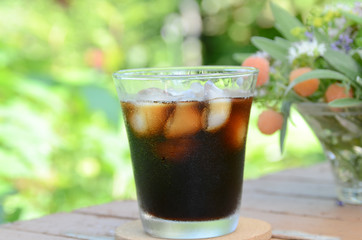 iced coffee in garden