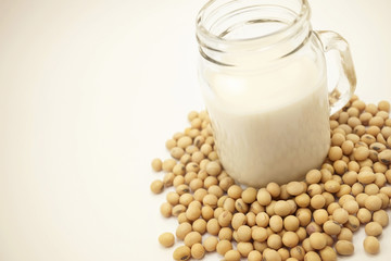 soy milk and soy beans
