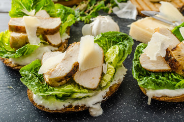 Ceasar salad on panini toast