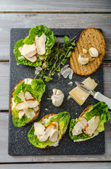 Ceasar salad on panini toast