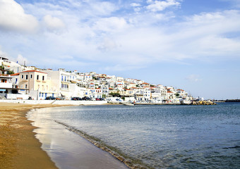 Fototapeta na wymiar Batsi beach in Andros island Greece