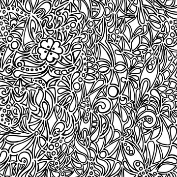 Doodle black and white monochrome vector background 
