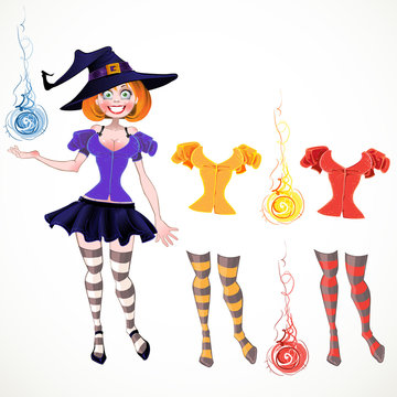 nude sexy witch and set of different colours dress