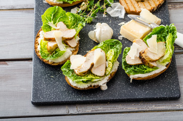 Ceasar salad on panini toast