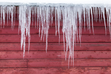 Ice on a Red Barn