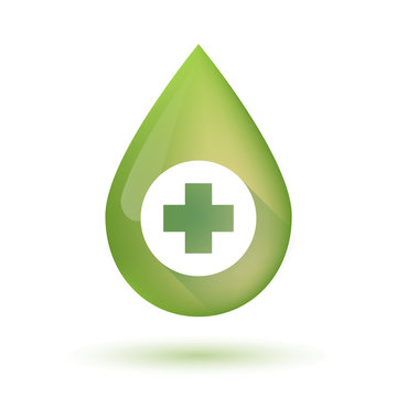 Olive oil drop icon with a pharmacy sign