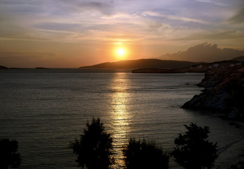 Fototapeta premium sunset in Andros island Greece