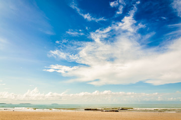 Fototapeta na wymiar Seascape, landscape view with sand on beach