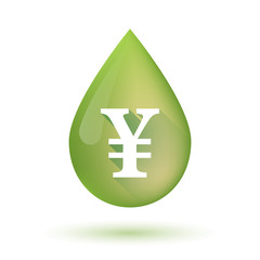 Olive oil drop icon with a yen sign