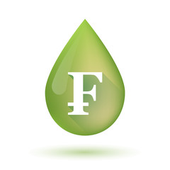 Olive oil drop icon with a swiss franc sign