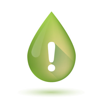 Olive oil drop icon with an exclamarion sign