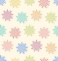 Materiał do szycia Seamless Pattern Colorful Firework for Holiday Celebration Event
