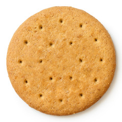 Round sweetmeal digestive biscuit isolated from above. - obrazy, fototapety, plakaty
