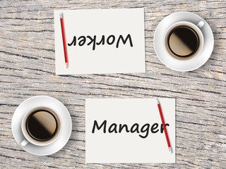 Business Concept : Comparison between manager and worker