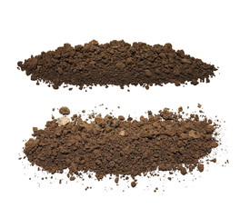 set pile dirt isolated on white background with clipping path