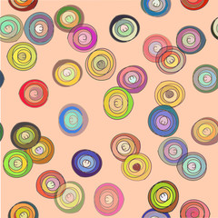multicolored balls on pink background. Seamless pattern
