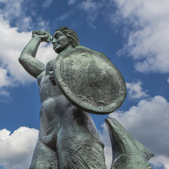The Warsaw Mermaid called Syrenka on the Vistula River bank in W © Curioso.Photography