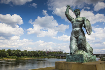 The Warsaw Mermaid called Syrenka on the Vistula River bank in W