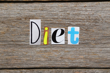 The word Diet in cut out magazine letters