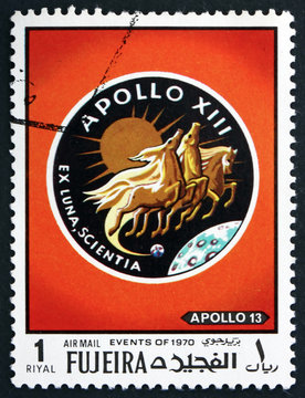 Postage stamp Fujeira 1970 Emblem, Apollo 13